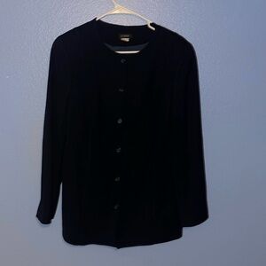 I Crew Navy Blue 100% Wool Longline Collarless Blazer Coat Size 8. G